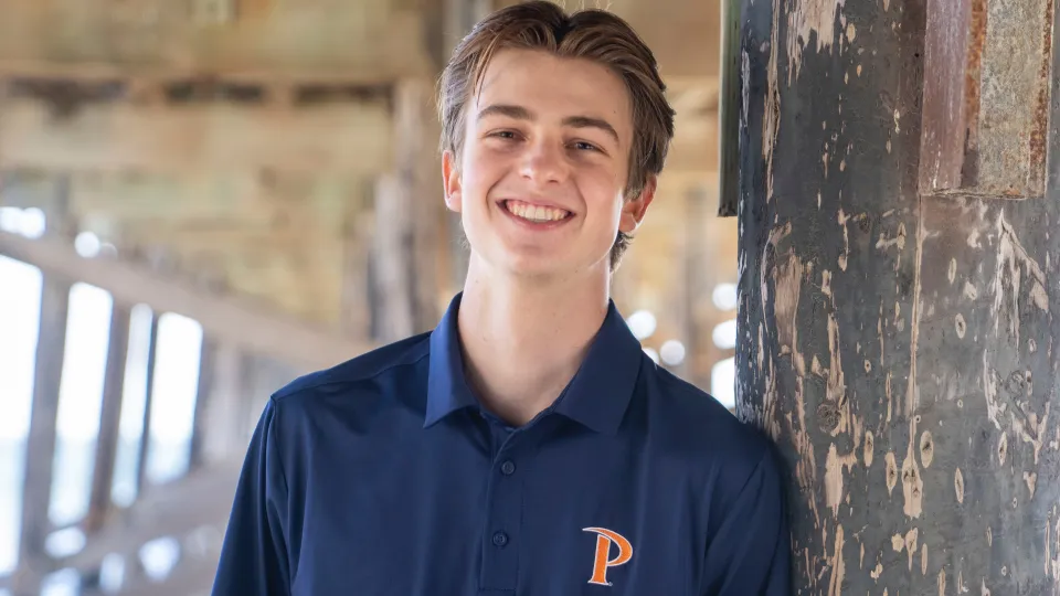 Dylan in his Pepperdine shirt