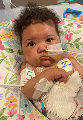 Baby Ciara in a care unit.