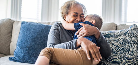 Woman and child hugging